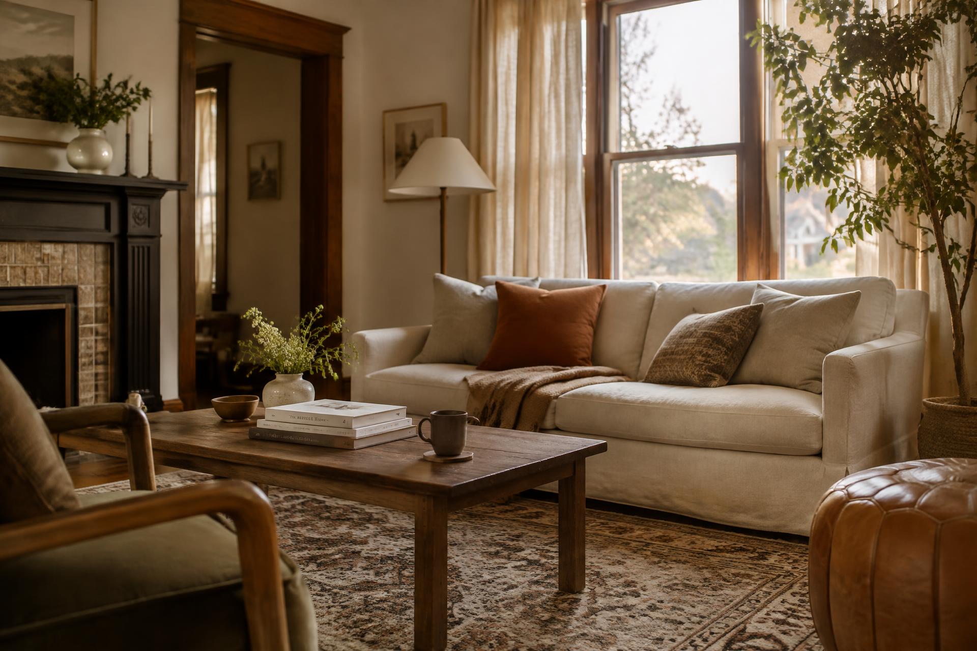 Warm, furnished living room in a Lima Stay Co home